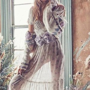 LoveShackFancy Angie Slip Dress in Shortbread